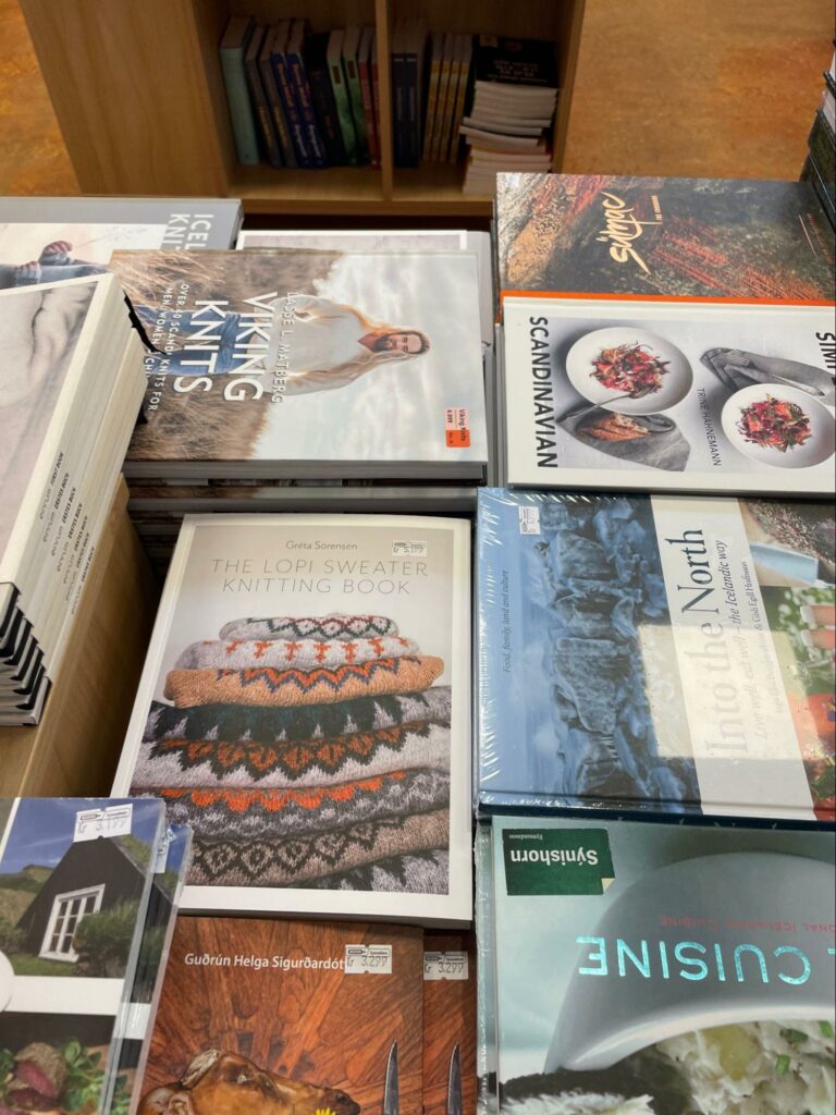 Knitting books at the Penninn Eymundsson bookshop in central Reykjavik
